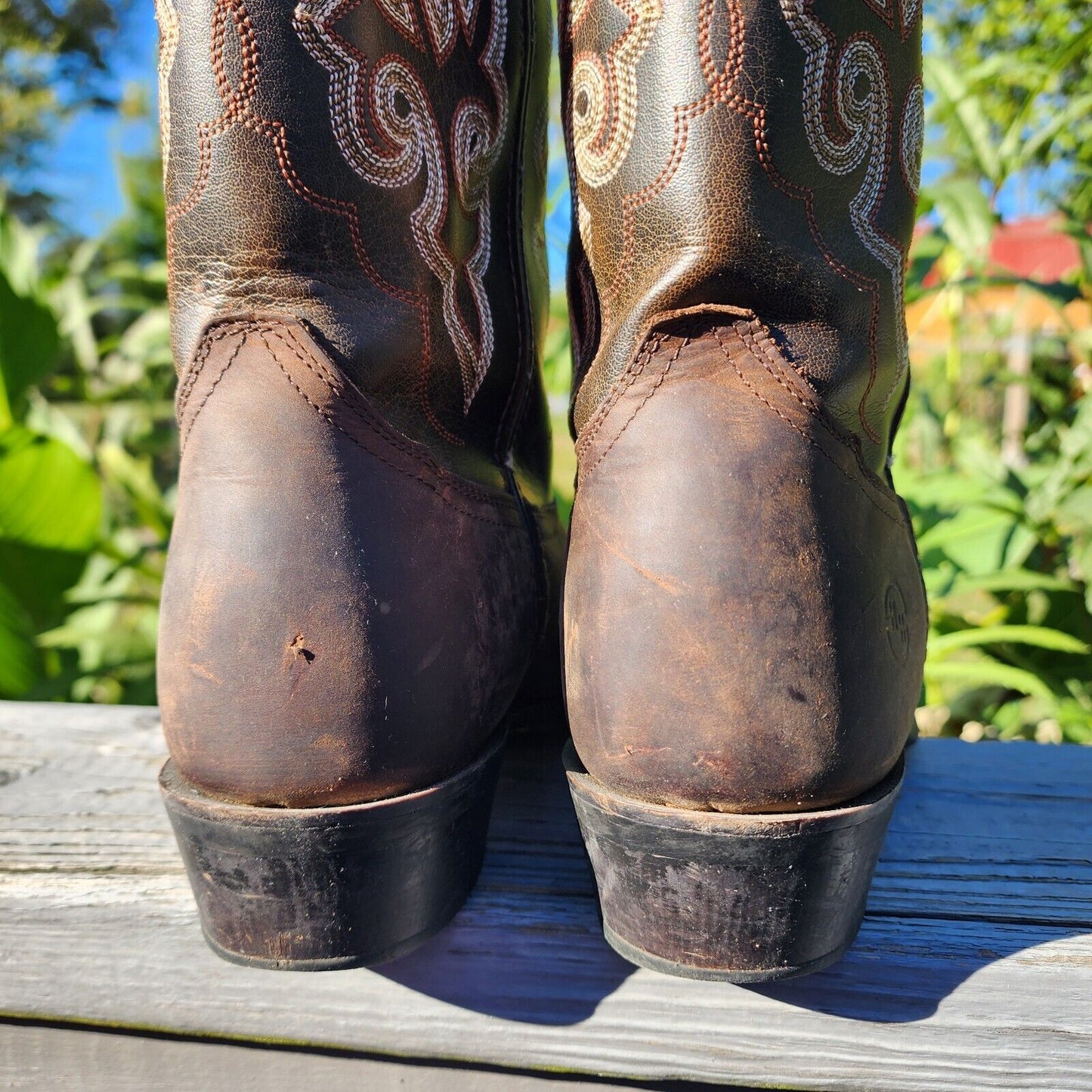 *Second Hand* Women's 8.5 Double H Western Cowboy Boot Brown Country Leather Boot Pre-owned