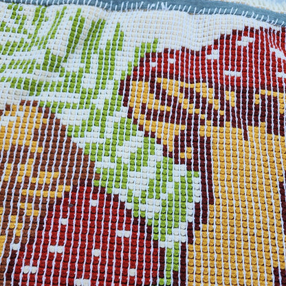 Vintage 1970s Mushroom Latch Hook Wall Hanging Or Rug - Mushroom Home Decor