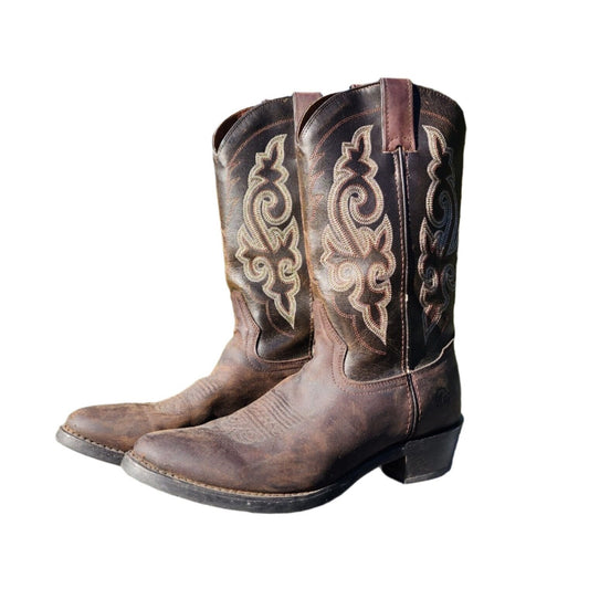 *Second Hand* Women's 8.5 Double H Western Cowboy Boot Brown Country Leather Boot Pre-owned